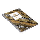 Chic Monogram Leopard Safari Gold Glitter Notitieboek (Rechterzijde)