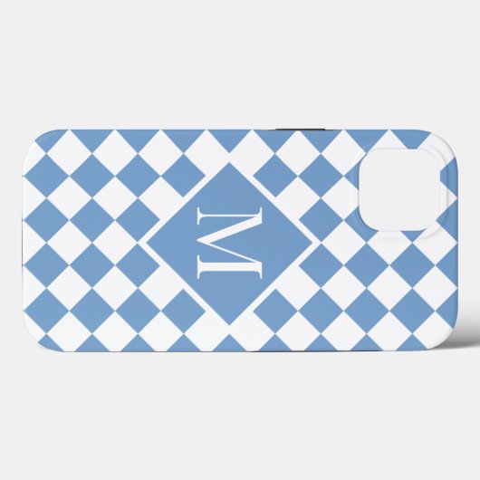 Chic Monogram Licht Blauw Gecontroleerd Patroon Case-Mate iPhone Case (Achterkant (horizontaal))
