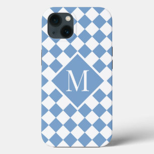 Chic Monogram Licht Blauw Gecontroleerd Patroon Case-Mate iPhone Case