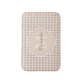Chic Monogram Light Brown Houndstooth met naam Badmat (Voorkant Verticaal)