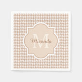 Chic Monogram Light Brown Houndstooth met naam Servet (Voorkant)