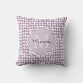 Chic Monogram Light Paars Houndstooth met naam Kussen