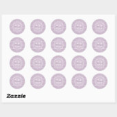 Chic Monogram Light Paars Houndstooth met naam Ronde Sticker (Vel)