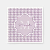 Chic Monogram Light Paars Houndstooth met naam Servetten (Voorkant)