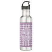 Chic Monogram Light Paars Houndstooth met naam Waterfles (Voorkant)