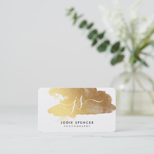 CHIC MONOGRAM logo elegante initialen geborsteld g Visitekaartje (Staand voorkant)