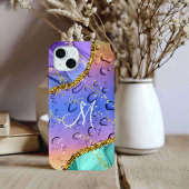 Chic Monogram M Gouden Regenboog Kleuren Regendrup Case-Mate iPhone Case