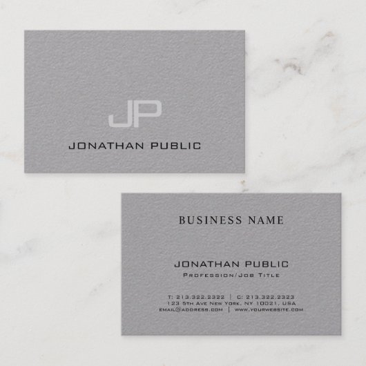 Chic Monogram Minimalist Plain Luxe rendy Design Visitekaartje (Voorkant / Achterkant)