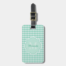 Chic Monogram Mint Green Houndstooth met naam