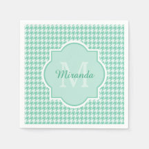 Chic Monogram Mint Green Houndstooth met naam