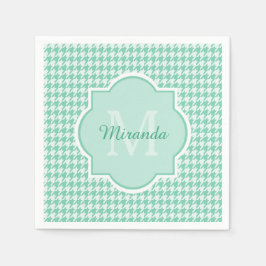 Chic Monogram Mintgroene Hondentand Met Naam Servetten