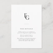 Chic Monogram Modern Wedding Details Informatiekaartje (Voorkant)