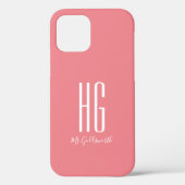 Chic Monogram Naam Koraal Roze Case-Mate iPhone Case (Achterkant)
