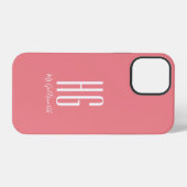 Chic Monogram Naam Koraal Roze iPhone Hoesje (Achterkant horizontaal)