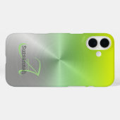Chic Monogram naam Lime Green Ombre Faux Metal Case-Mate iPhone Case (Achterkant (horizontaal))