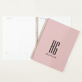 Chic Monogram Naam Modern Dusty Blush Pink Planner