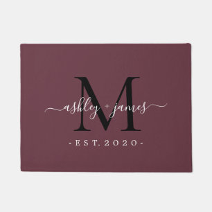 Chic Monogram Namen Oprichtingsjaar Bourgondië Deurmat