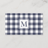 Chic Monogram Navy Blue en White Pset Pattern Visitekaartje (Voorkant)
