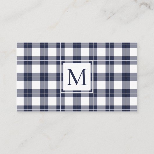 Chic Monogram Navy Blue en White Pset Pattern Visitekaartje (Voorkant)