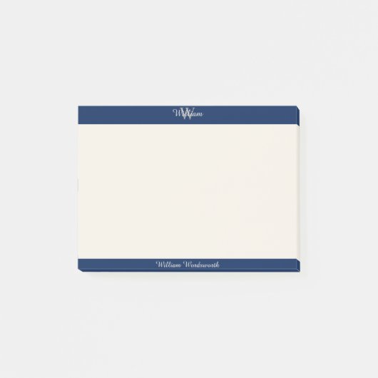 Chic Monogram Notities met Aangepaste Naam Post-it® Notes (Voorkant)