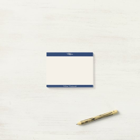 Chic Monogram Notities met Aangepaste Naam Post-it® Notes (Op bureau)