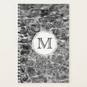 Chic Monogram op Faux Marble Abstracte Foto Planner (Voorkant)