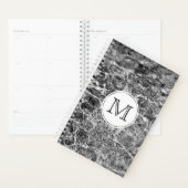 Chic Monogram op Faux Marble Abstracte Foto Planner (Display)