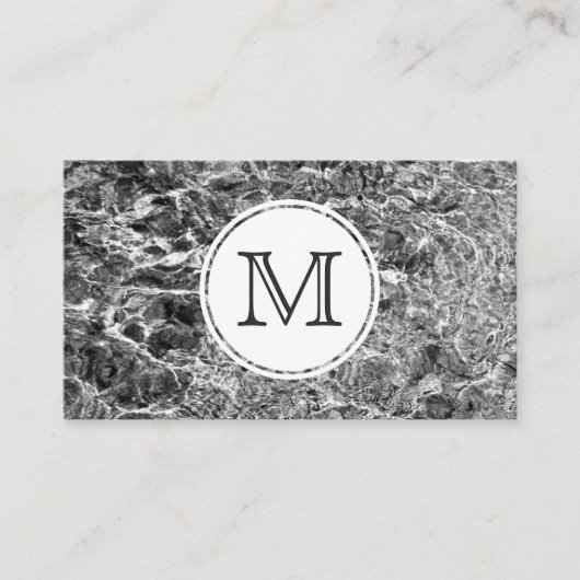 Chic Monogram op Faux Marble Abstracte Foto Visitekaartje (Voorkant)