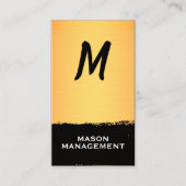 Chic-monogram op zwart/zilver geborsteld visitekaartje (Voorkant)