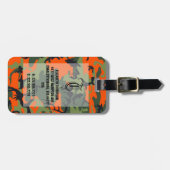 Chic monogram Oranje camouflage Bagagelabel (Voorkant horizontaal)
