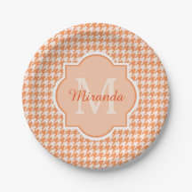Chic Monogram Oranje Houndstooth met naam