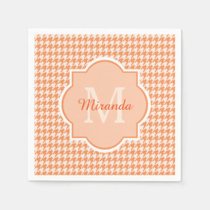 Chic Monogram Oranje Houndstooth met naam Servetten