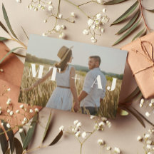 Chic Monogram Overlay Foto opslaan Datum