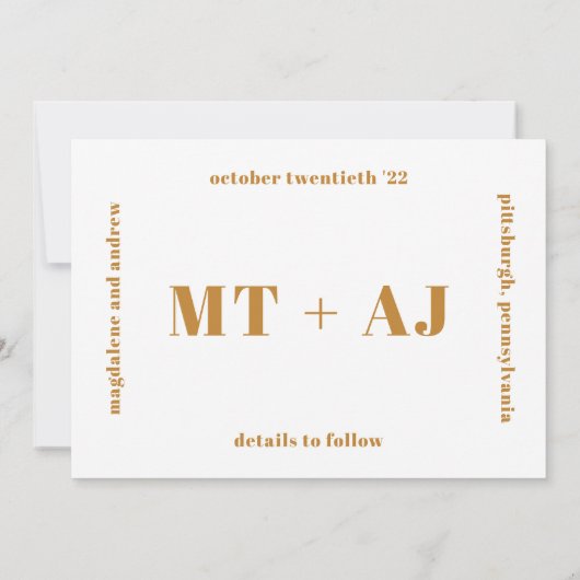 Chic Monogram Overlay Foto opslaan Datum (Achterkant)