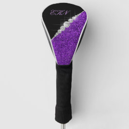 Chic Monogram Paars Glitter Diamonds Golfheadcover