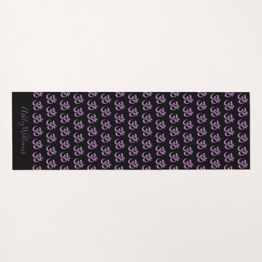 Chic Monogram Paars om Symbol Pattern Black Yoga Yogamat (Achterkant (horizontaal))