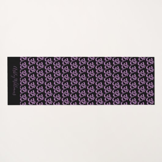 Chic Monogram Paars Om Symbool Patroon Zwart Yogamat (Achterkant (horizontaal))