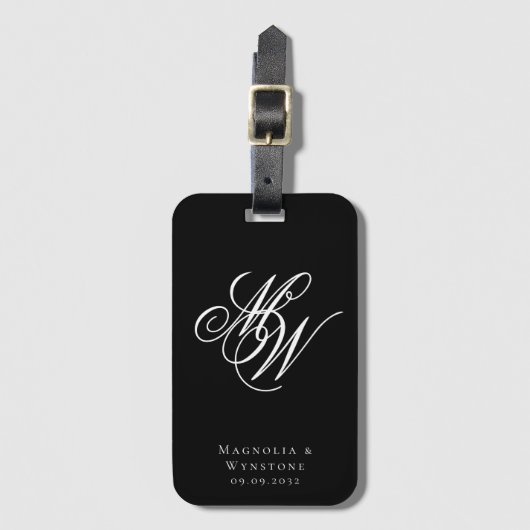 Chic Monogram Passen getrouwd Bagagelabel (Voorkant (verticaal))