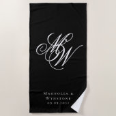 Chic Monogram Passen getrouwd Strandlaken (Voorkant)