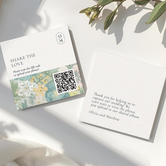 Chic Monogram QR Trouwwebsite Informatiekaartje