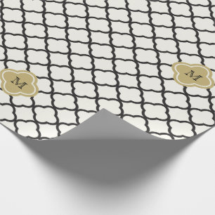 Chic Monogram Quatrefoil Pattern Art Deco Wedding Cadeaupapier