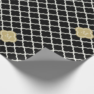 Chic Monogram Quatrefoil Pattern Art Deco Wedding Cadeaupapier