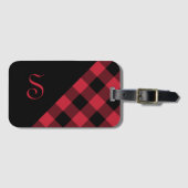 Chic Monogram Red Black Buffalo Controleer geometr Bagagelabel (Voorkant (horizontaal))