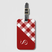 Chic Monogram Red White Buffalo Controleer geometr Bagagelabel (Voorkant (verticaal))