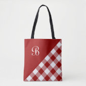 Chic Monogram Red White Buffalo Controleer geometr Tote Bag (Voorkant)