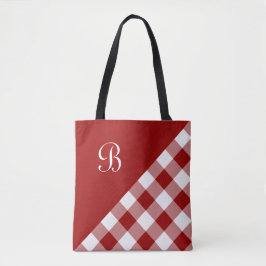Chic Monogram Red White Buffalo Controleer geometr Tote Bag