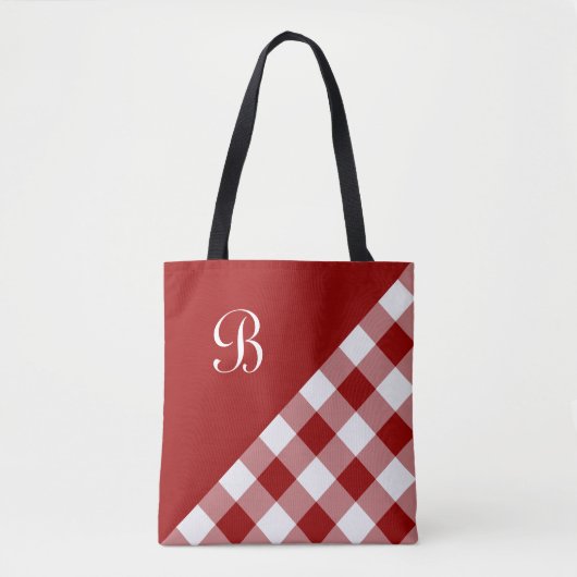 Chic Monogram Red White Buffalo Controleer geometr Tote Bag (Voorkant)
