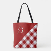 Chic Monogram Red White Buffalo Controleer geometr Tote Bag (Achterkant)