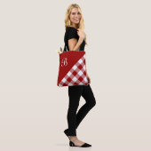 Chic Monogram Red White Buffalo Controleer geometr Tote Bag (Op model)