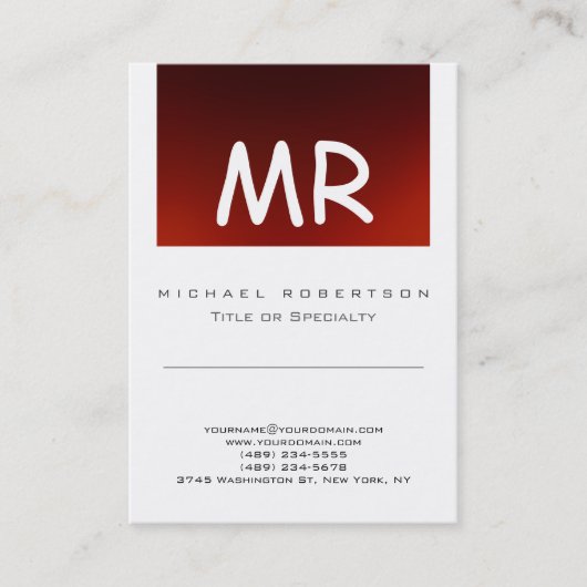 Chic Monogram Red White Cute Visitekaartje (Voorkant)